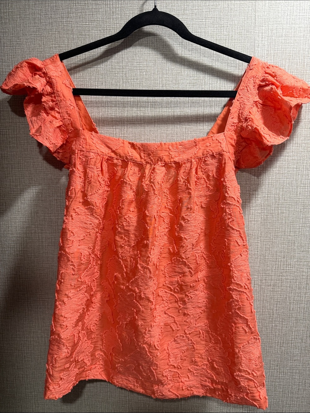 NWT Anthropologie Peach Orange Ruffled Tank Size X-Large - Picture 3 of 8